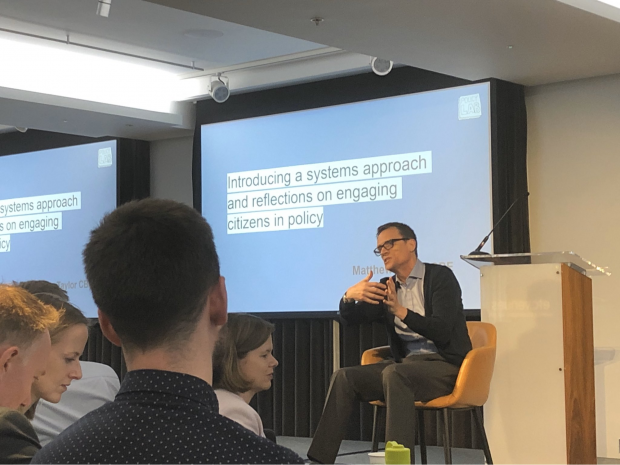 This is an image of Matthew Taylor, Chief Executive of the RSA leading a discussion on government as a system at the annual UK Policy Profession’s annual Policy Excellence Group in February 2020.