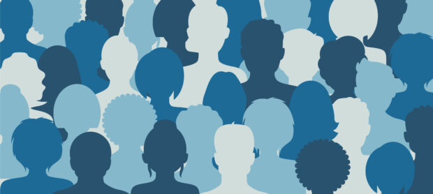 Illustration showing the silhouettes of a diverse range of people